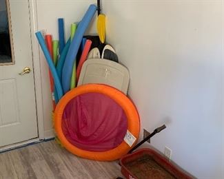 Paddles, pool/lake noodles, water toys and a wagon (not for water use lol)