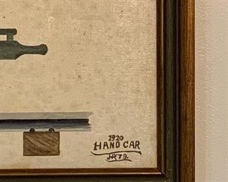 Train folk art - painting by Georgian Howard Royal 1973