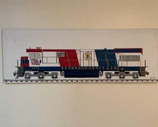 Train folk art - painting by Georgian Howard Royal
