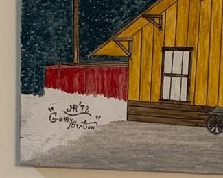 Train folk art - painting by Georgian Howard Royal 1972