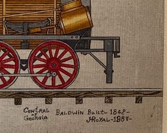 Train folk art - painting by Georgian Howard Royal 1987