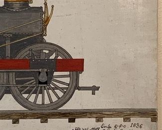 Train folk art - painting by Georgian Howard Royal 1987