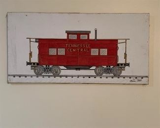 Train folk art - painting by Georgian Howard Royal 1987