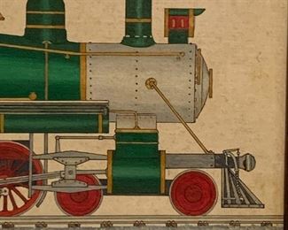 Train folk art - painting by Georgian Howard Royal 1983