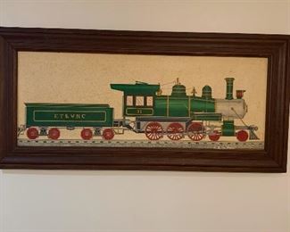 Train folk art - painting by Georgian Howard Royal 1983