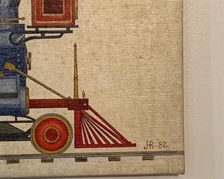 Train folk art - painting by Georgian Howard Royal 1982