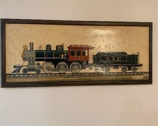 Train folk art "Casey Jones" - painting by Georgian Howard Royal 1977
