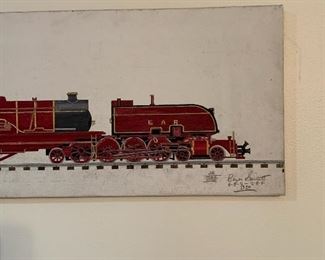 Train folk art - painting by Georgian Howard Royal 1983