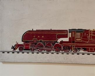 Train folk art - painting by Georgian Howard Royal 1983