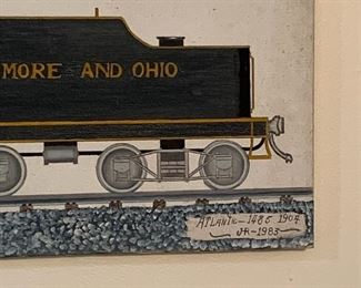 Train folk art - painting by Georgian Howard Royal 1983