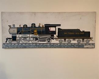 Train folk art - painting by Georgian Howard Royal 1983