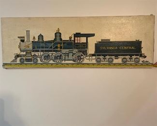 Train folk art - painting by Georgian Howard Royal 1981