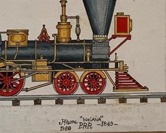 Train folk art - painting by Georgian Howard Royal 1988