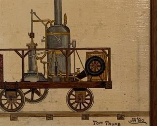 Train folk art - painting by Georgian Howard Royal 1980