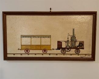 Train folk art - painting by Georgian Howard Royal 1980