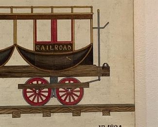 Train folk art - painting by Georgian Howard Royal 1984