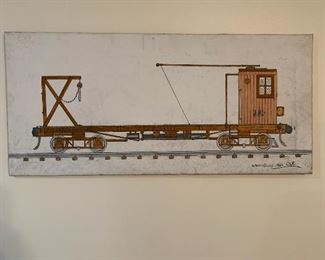 Train folk art - painting by Georgian Howard Royal