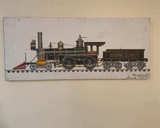 Train folk art - painting by Georgian Howard Royal