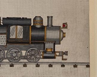 Train folk art - painting by Georgian Howard Royal 1990