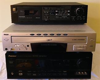 Kenwood Cassette Deck, Pioneer Digital Sound Receiver, RCA 5 Disc CD Changer