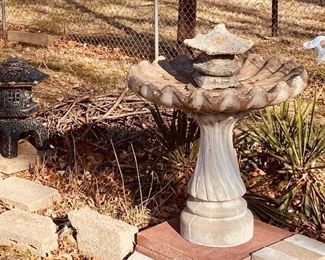 Solid Concrete Asian Decor & Birdbath 