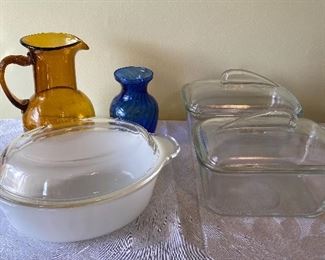 Glasbake Fin ; Fire King 1.5 Quart 