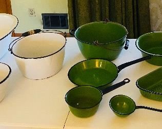 Green & White Enamelware 