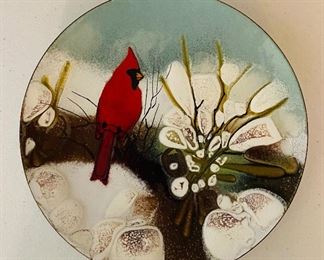 Vintage Norman Brumm 7” Enamel on Copper Plate Signed 