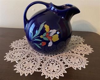 HTF 1940’s Hall Cobalt Blue Blossom Pattern USA Made Pitcher 