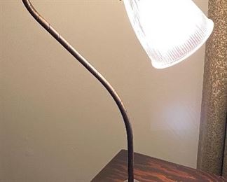 1930’s Gilbert NYC Ornate Cast Metal Brass Gooseneck Table Lamp