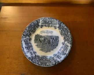 SEVEN WEDGEWOOD PLATES FLOW BLUE