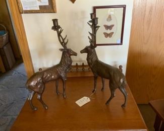 HEAVY BRONZE PAIR OF ELK