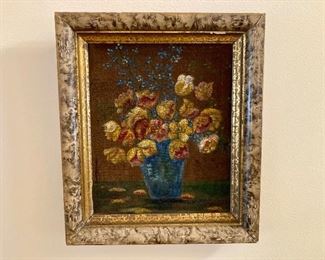 Antique Empire frame with hand painted velvet