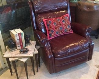 Leather Recliner - Stackable Tables