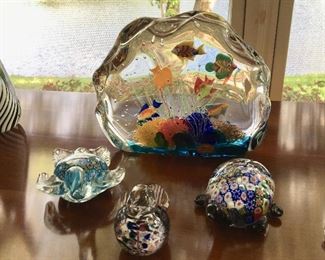 Murano Art Glass with Fish Design - Glass Figurines
