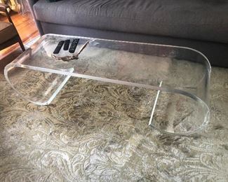 THICK Scroll Lucite coffee table