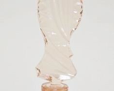 1004	ORNATE PINK CZECH PERFUME BOTTLE SIGNED ON THE BOTTOM APP. 6 3/4 IN H 
