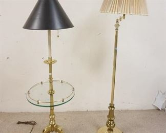 1020	BRASS FLOOR LAMPS, STIFFEL HEAVY BRASS & GLASS TABLE LAMP TALLEST APP. 60 IN 
