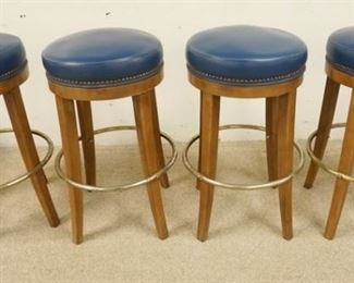 1021	4 THONET BARSTOOLS BLUE LEATHER SEATS, 30 IN HIGH
