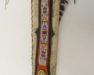 1057	VINTAGE NATIVE AMERICAN BEADED QUIVER, APPROXIMATELY 28 IN LONG
