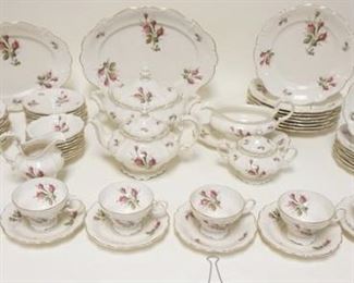 1070	ROSENTHAL MOSS ROSE POMPADOUR DINNERWARE SET OF 63 PIECES, INCLUDING TEAPOT, CREAMER & SUGAR, TUREEN, PLATTERS, & GRAVY BOAT
