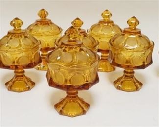 1113	8 AMBER FOSTORIA COIN GLASS WEDDING BOWLS, APP. 8 3/4 IN H 
