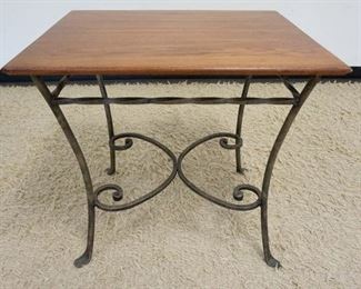 1124	SMALL TABLE W/WROUGHT IRON BASE, 28 IN X 23 IN X 26 IN HIGH
