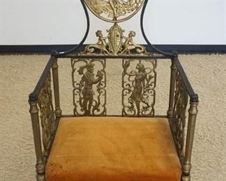 1134	UNUSUAL ORNATE BRASS & IRON ARMCHAIR, 22 IN WIDE X 17 1/2 IN DEEP X 51 IN HIGH
