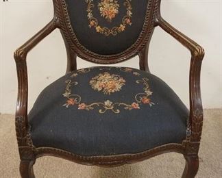 1140	CARVED SHIELD BACK UPHOLSTERED ARMCHAIR
