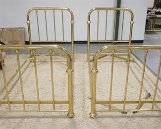 1155	PAIR OF BRASS TWIN BEDS W/ RAILS 
