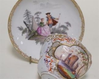 1162	MEISSEN CUP & SAUCER, HAND PAINTED SCENES, NOT MATCHED EXACTLY
