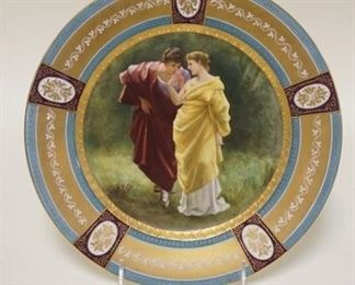 1163	ROYAL VIENNA HAND PAINTED PLATE, HAS A FAINT LINE IN THE BASE, 9 5/8 IN
