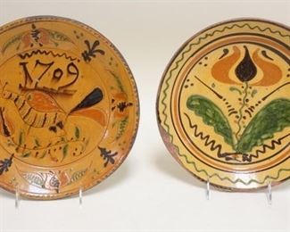 1172	2 REDWARE PLATES, MARY SPELLMORE & GREG SHOONER, 1997 & 2003, 10 1/2 IN
