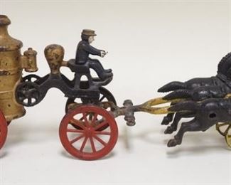 1175	CAST IRON TOY HORSE DRAWN FIRE PUMPER, 17 1/2 IN LONG
